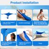 9.8x9.8FT Foldable Beach Canopy Tent Collapsible Shade Sail Sun Protection Windproof Shelter 4 Sandbag 2 Pole Portable Storage Bag Rectangle Blue