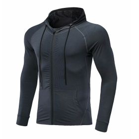 Men's Long-sleeved Stretch Tight Fitness Training Suit (Option: Grey-S)