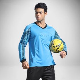 Football Goalkeeper Clothing Suit Thickened Goalkeeper Clothing Goalkeeper Shorts Football Uniform Jersey Gantry Shirt Short Sleeve Long Sleeve (Option: Blue-S)