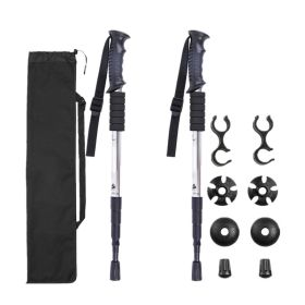 Sports & Outdoors Four-section Trekking Straight Trekking Poles (Color: Silver)